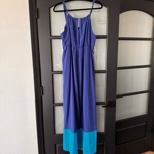 Old Navy maxi dress color block blue NWT size XL